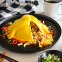 Omurice Rice topped with Omelette Tornado Omelette